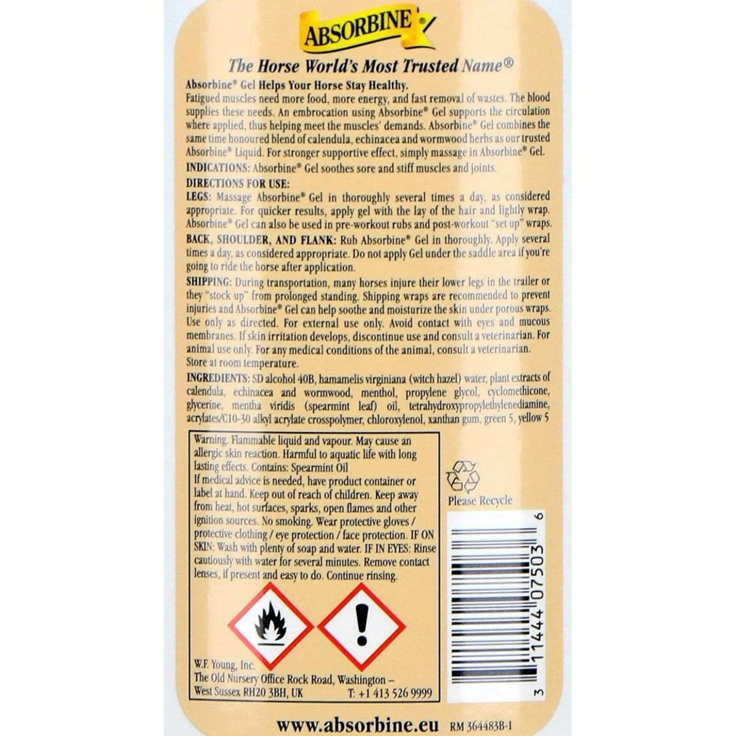 Absorbine Liniment Gel Embrocation