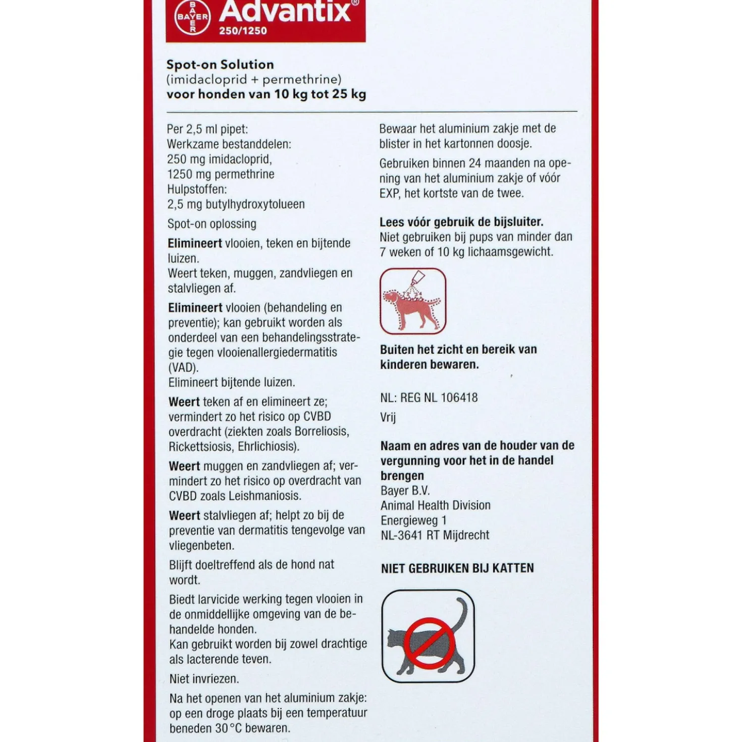 Advantix 250/1250 Spot-On Hond 10-25kg