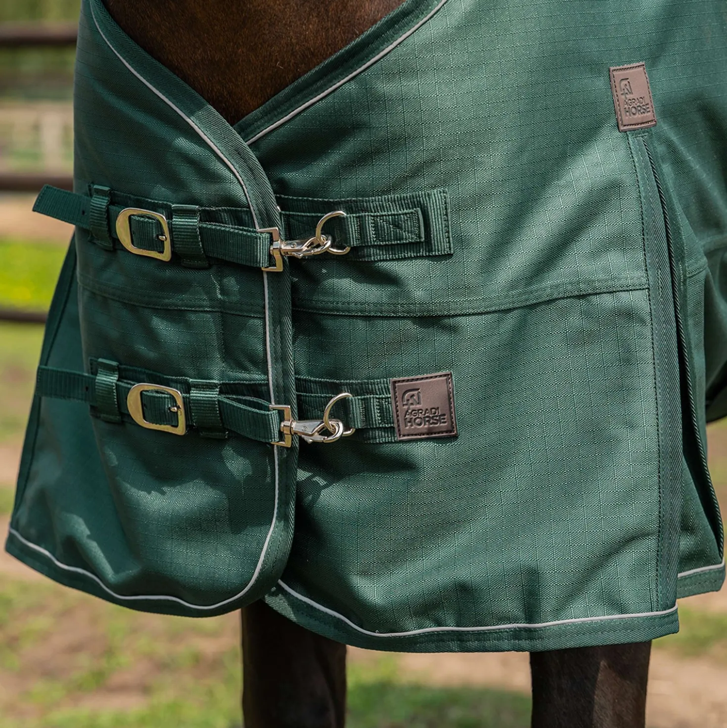 Agradi Horse Outdoordeken 1200D 0gr Reflecterende Bies Groen
