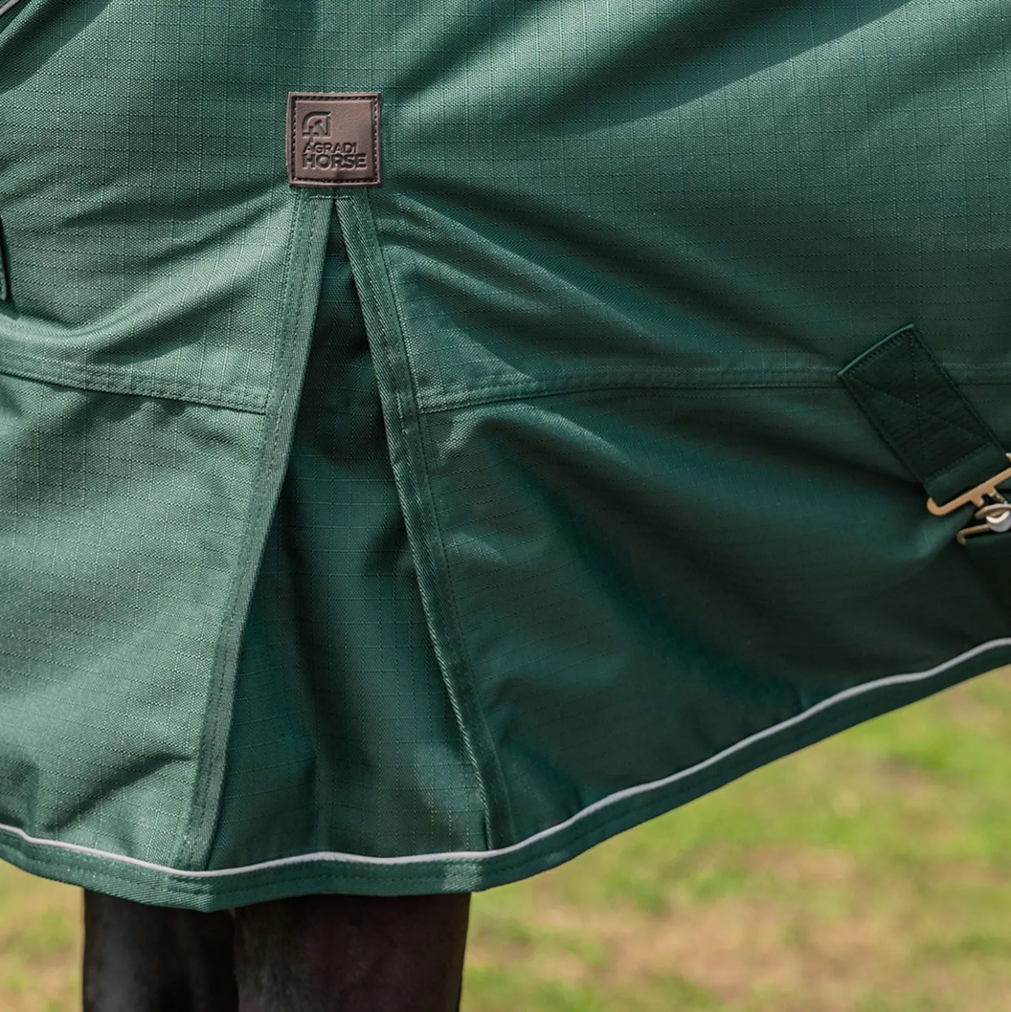 Agradi Horse Outdoordeken 1200D 0gr Reflecterende Bies Groen