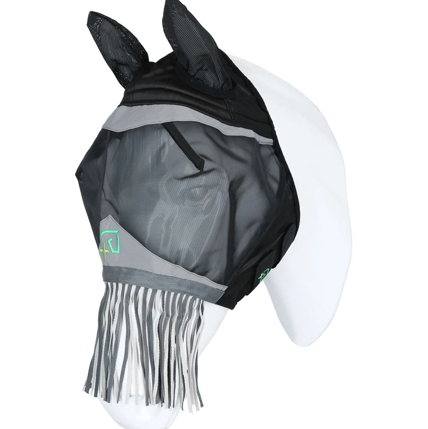 Agradi Horse Vliegenmasker Fine Mesh met Oren en Franjes Zwart