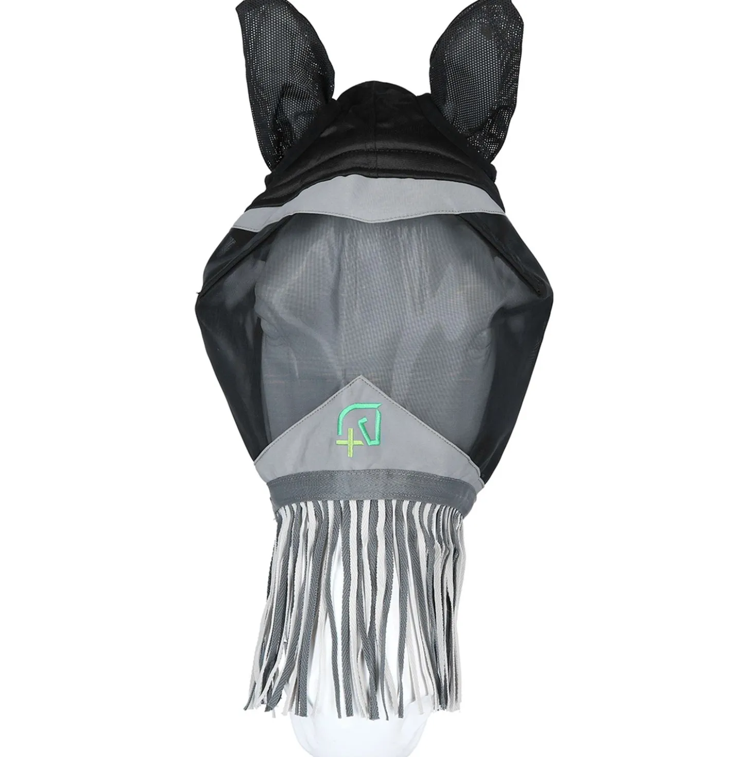 Agradi Horse Vliegenmasker Fine Mesh met Oren en Franjes Zwart