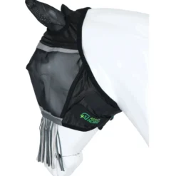 Agradi Horse Vliegenmasker Fine Mesh met Oren en Franjes Zwart