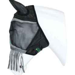 Agradi Horse Vliegenmasker Fine Mesh met Oren en Franjes Zwart
