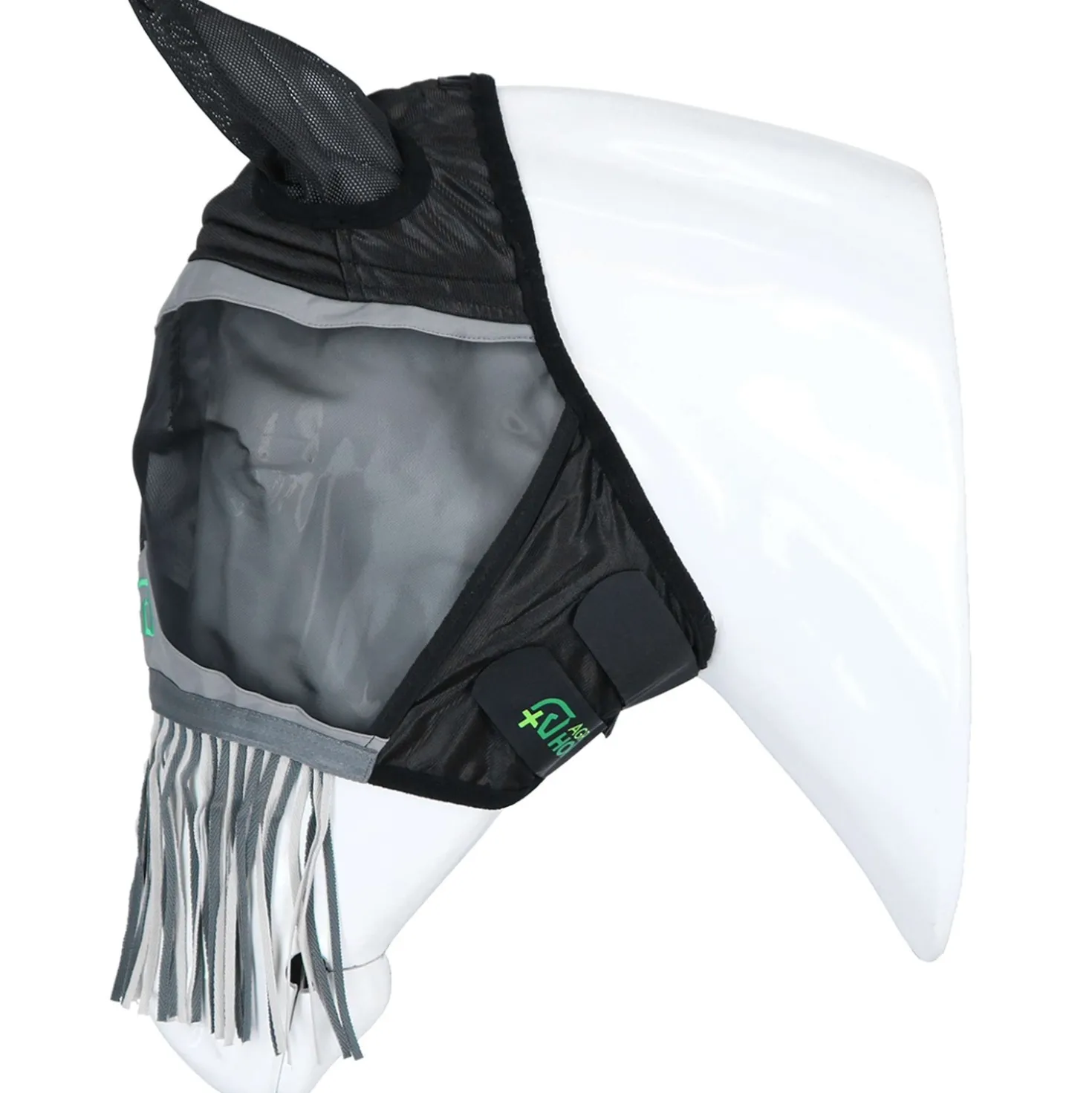 Agradi Horse Vliegenmasker Fine Mesh met Oren en Franjes Zwart