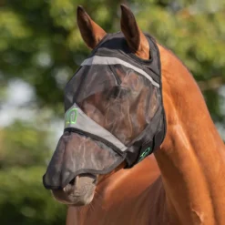 Agradi Horse Vliegenmasker Fine Mesh met Ooruitsparing en Neus Zwart