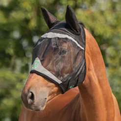Agradi Horse Vliegenmasker Fine Mesh met Oren Zwart