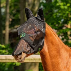 Agradi Horse Vliegenmasker Fine Mesh met Oren en Neus Zwart