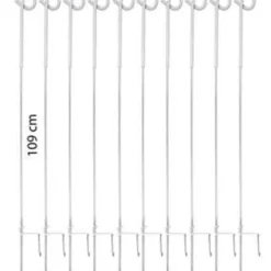 Agradi Power Veerstalenpaal met Krul 10 Stuks Metaal 109cm Wit