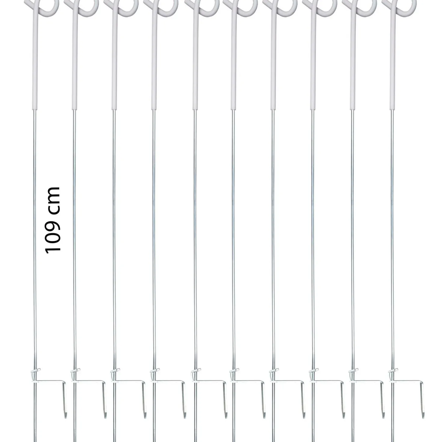Agradi Power Veerstalenpaal met Krul 10 Stuks Metaal 109cm Wit
