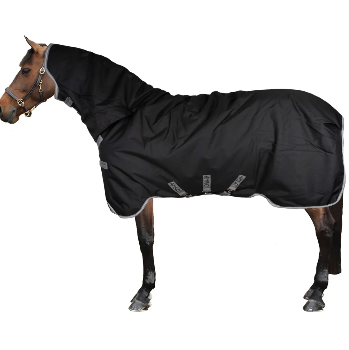 Amigo Turnout Rug Integrated 1200D 250g Black/Titanium Grey/Silver