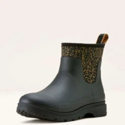 Ariat Regenlaarzen Kelmarsh Shortie Dames Black/Ocelot Print