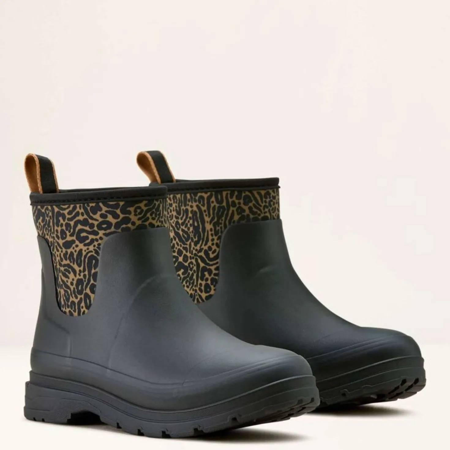 Ariat Regenlaarzen Kelmarsh Shortie Dames Black/Ocelot Print