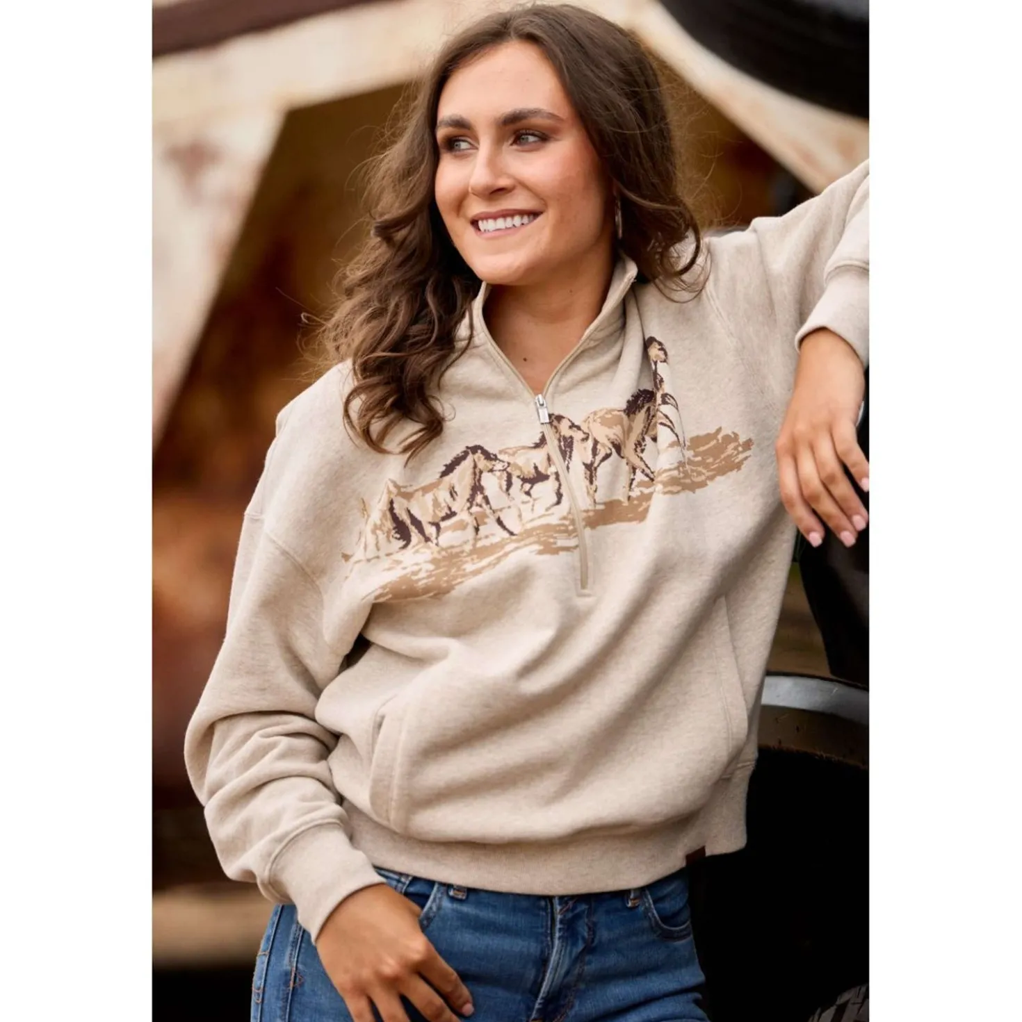 Ariat Sweater Running Wild Dames Oatmeal
