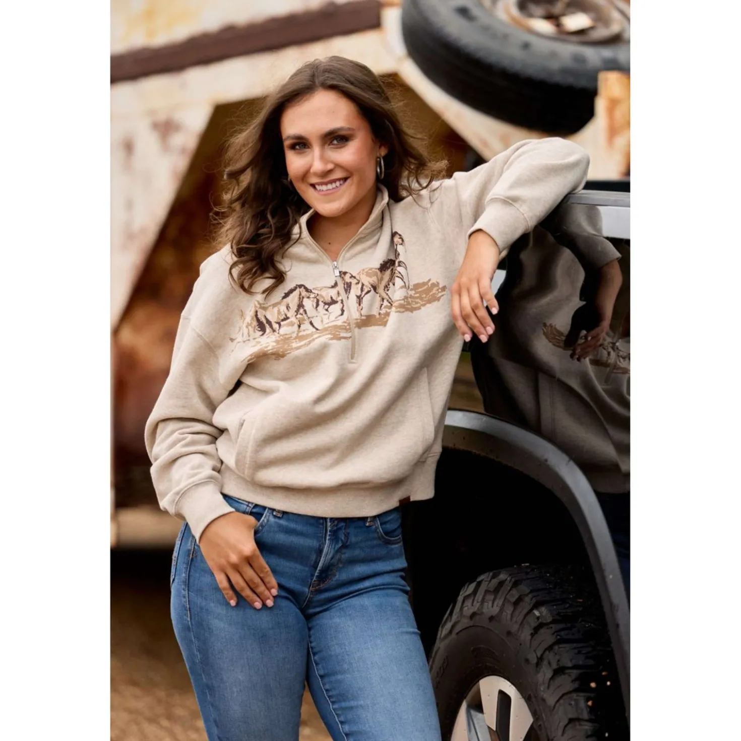 Ariat Sweater Running Wild Dames Oatmeal