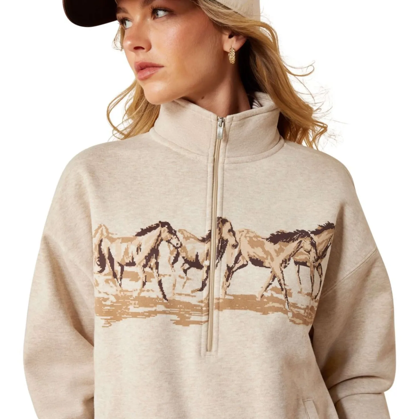 Ariat Sweater Running Wild Dames Oatmeal