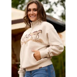 Ariat Sweater Running Wild Dames Oatmeal