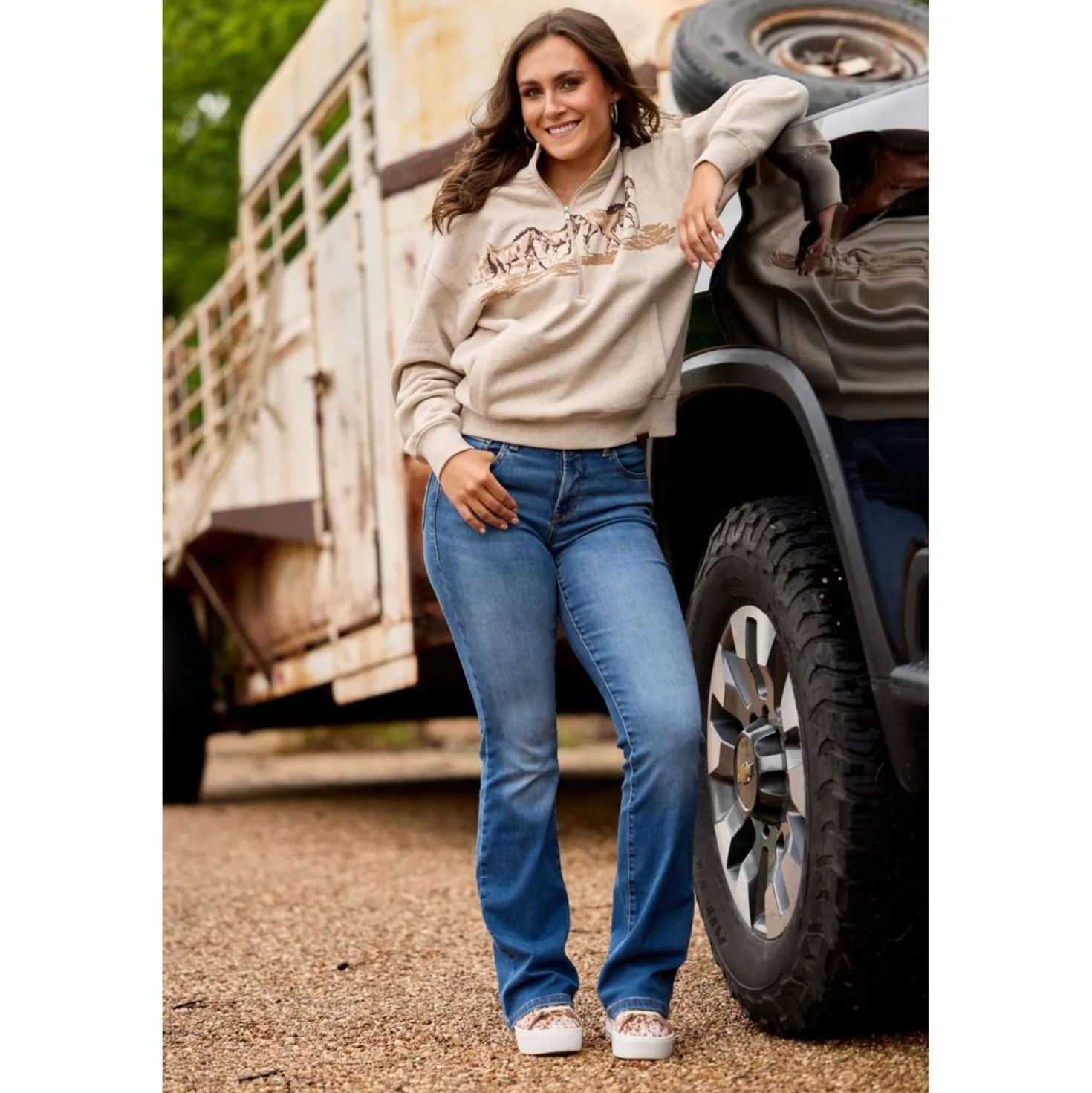 Ariat Sweater Running Wild Dames Oatmeal