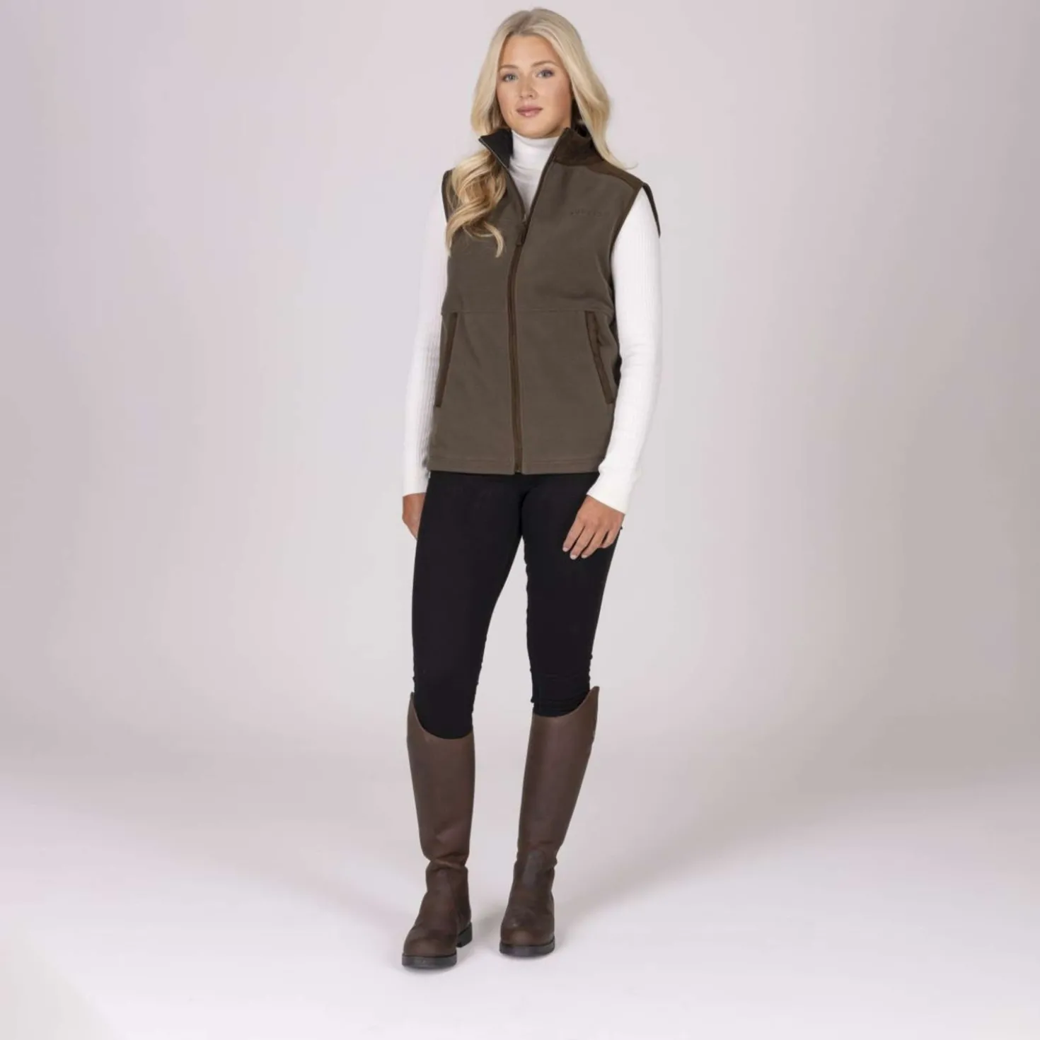 Aubrion by Shires Bodywarmer Heritage Fleece Donker Olijf