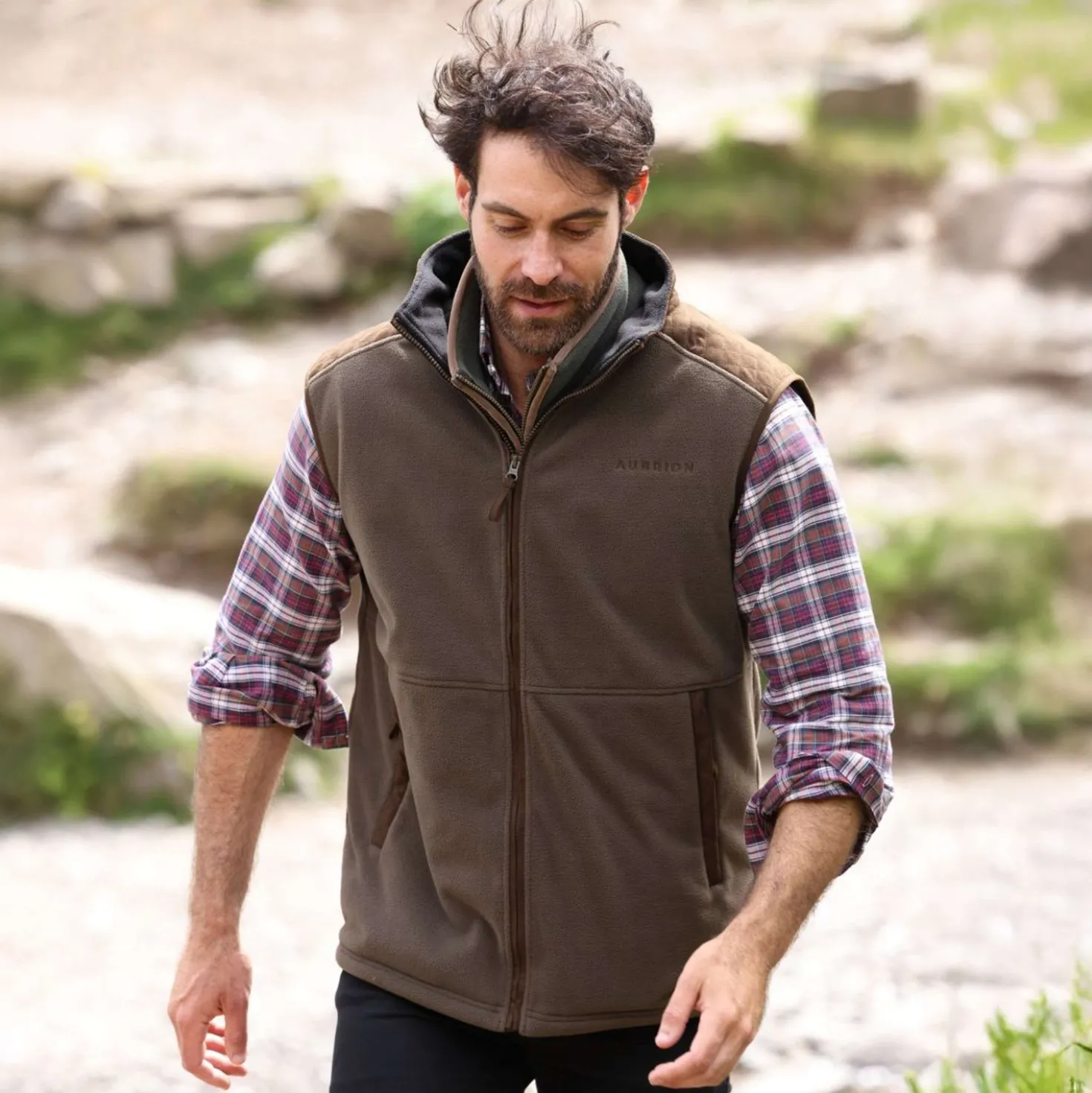 Aubrion by Shires Bodywarmer Heritage Fleece Donker Olijf