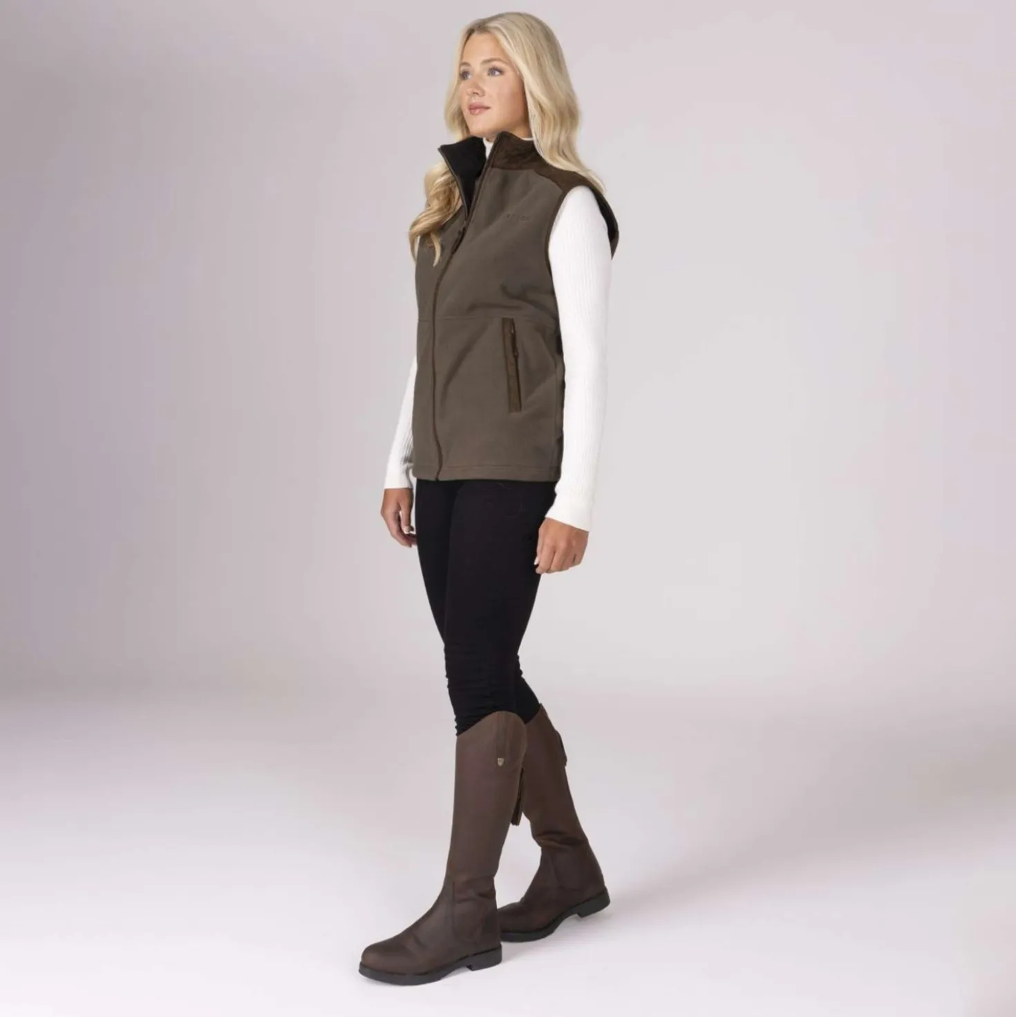 Aubrion by Shires Bodywarmer Heritage Fleece Donker Olijf