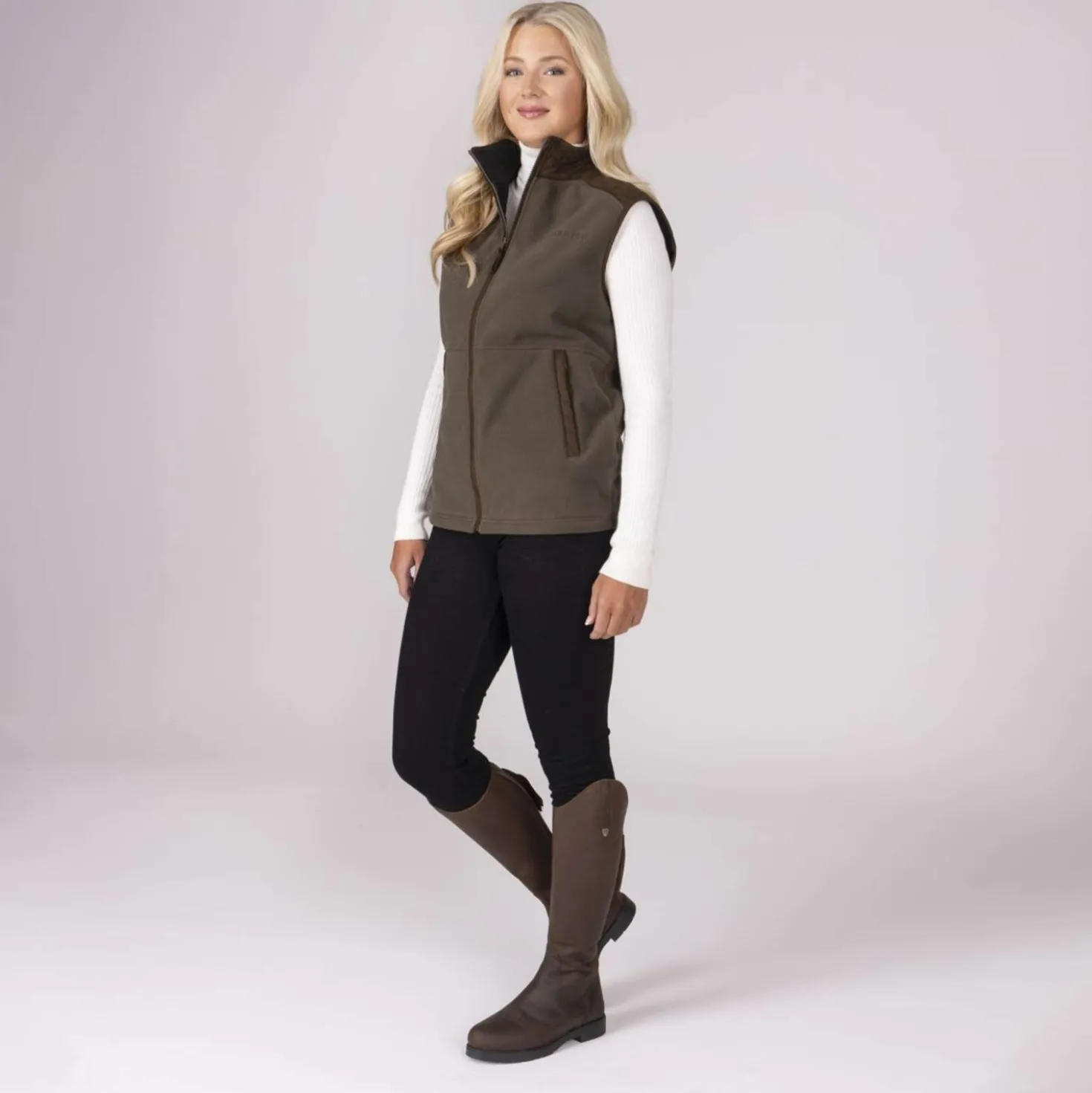 Aubrion by Shires Bodywarmer Heritage Fleece Donker Olijf