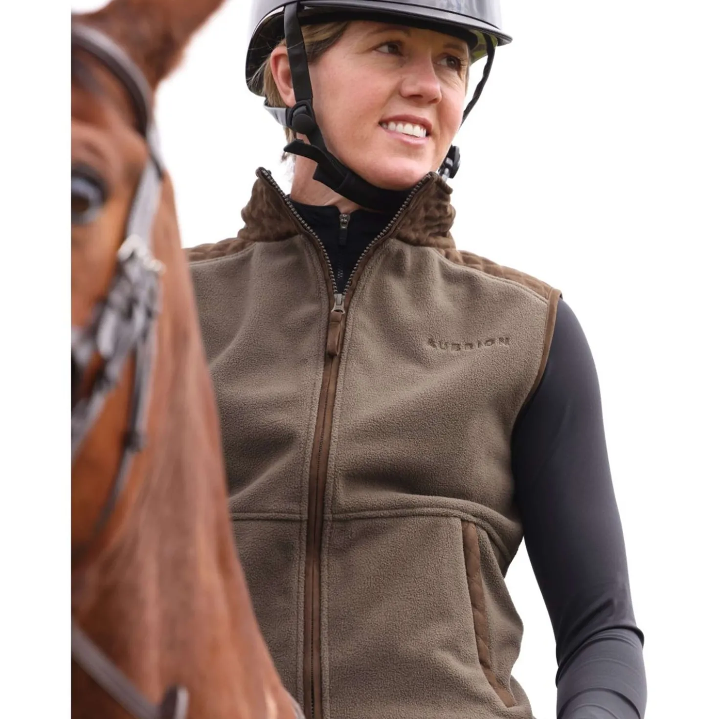 Aubrion by Shires Bodywarmer Heritage Fleece Donker Olijf
