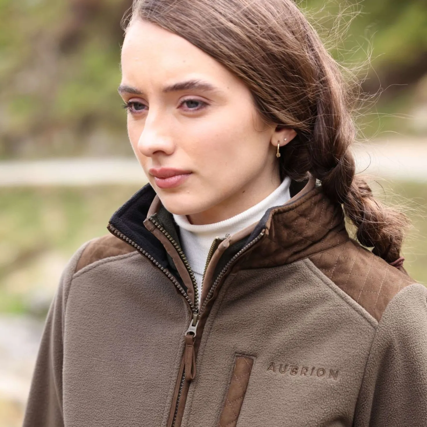 Aubrion by Shires Vest Heritage Fleece Donker Olijf