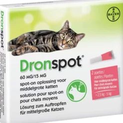 Bayer Dronspot Middelgrote Kat 60 mg/15 mg >2,5-5 kg