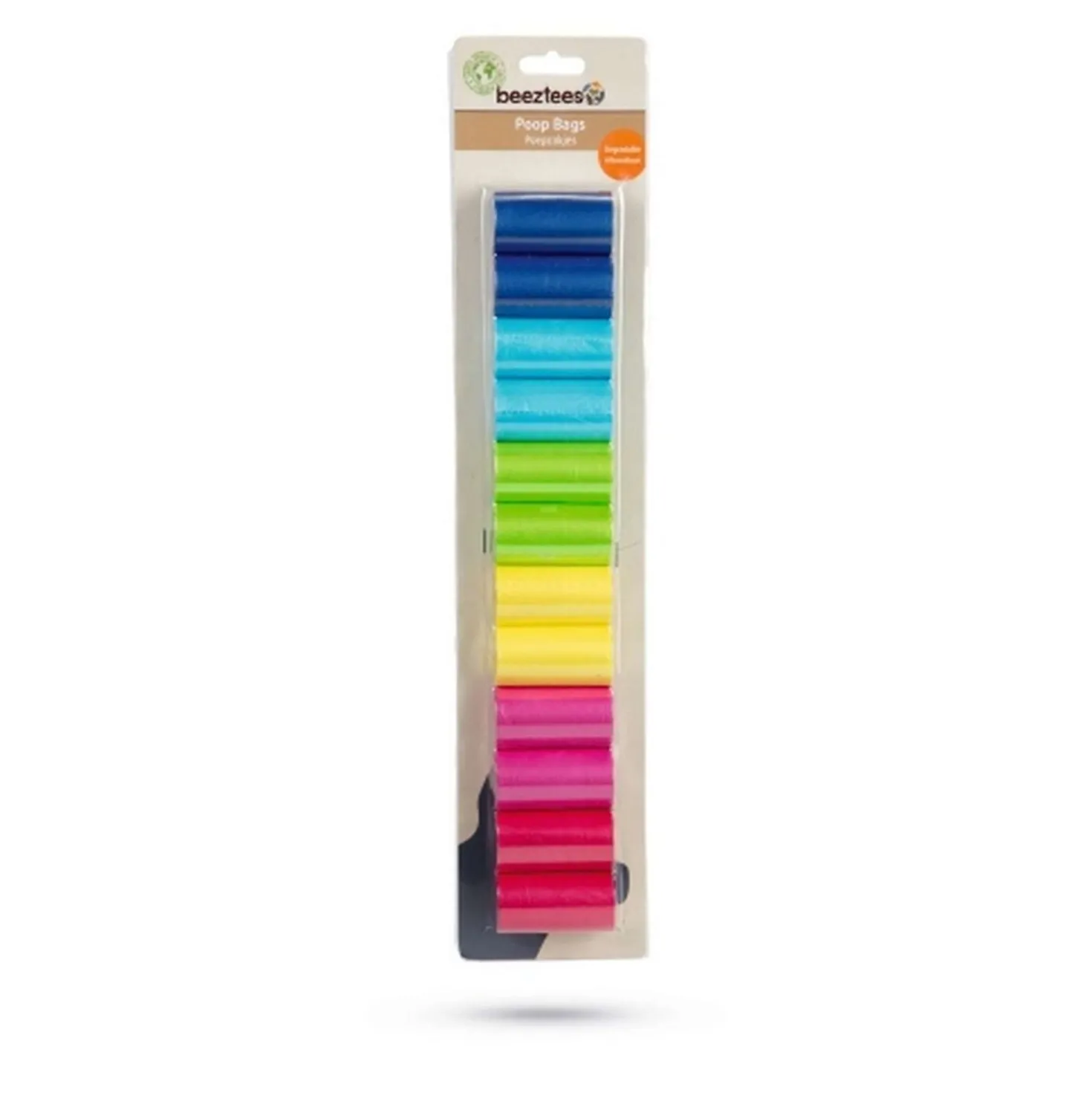 Beeztees Plastic Poepzakjes Regenboog 12st In Blister Afbreekbaar