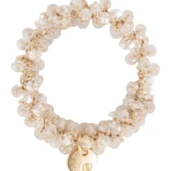 BR Haarelastiek Beads set/2 White Crystal
