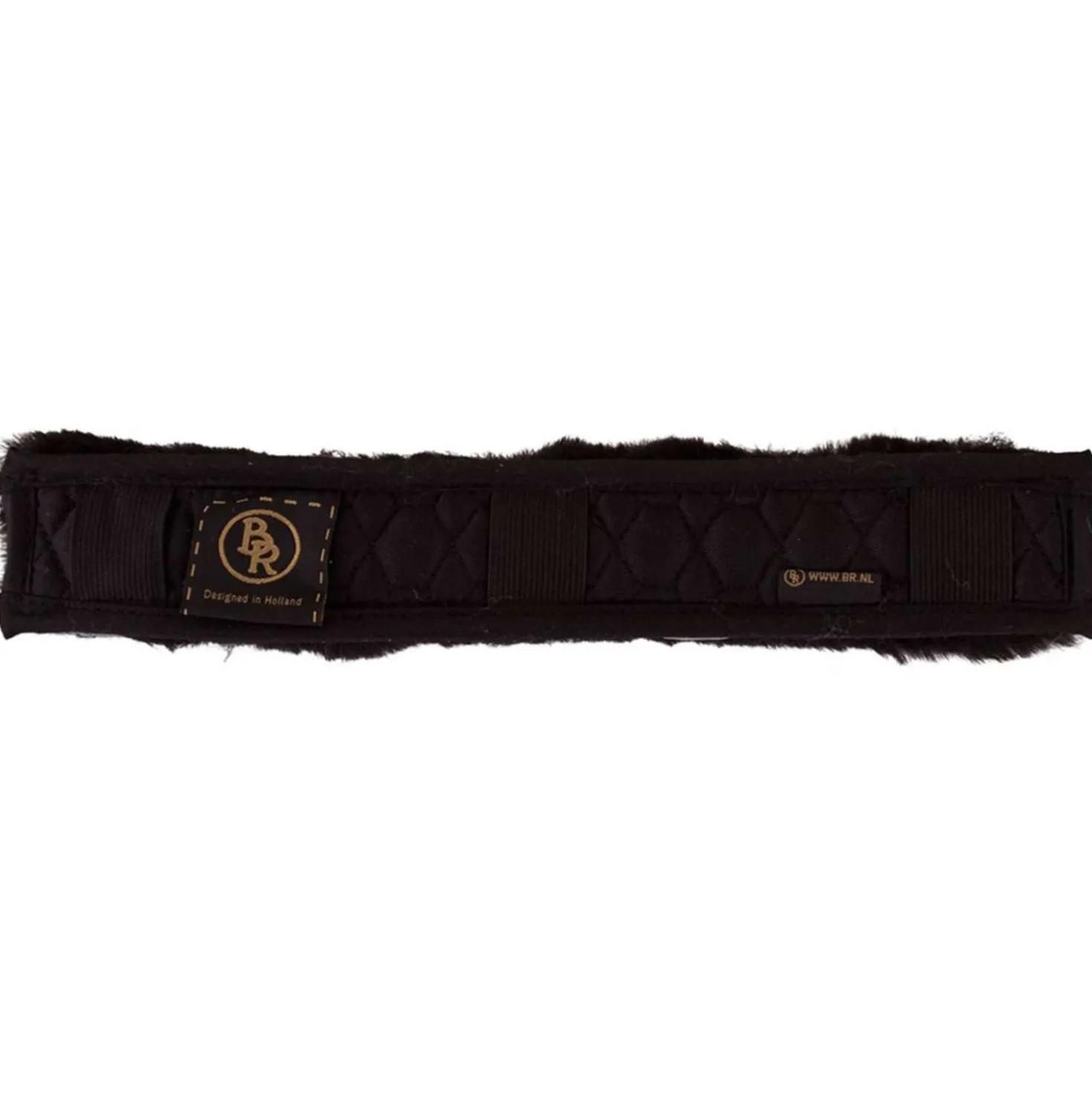BR Hoofdriembeschermer Schapenvacht 32cm Zwart/Zwart