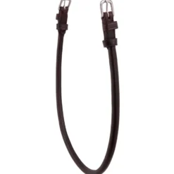 BR Keelriem Rond Genaaid met 2 Ronde Gespen Bruin/Zilver