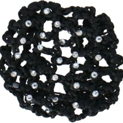 BR Knotnet met Grote Masen en Diamantstenen Zwart