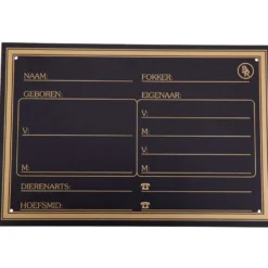 BR Stalplaat Kunststof Goud Opdruk Zwart
