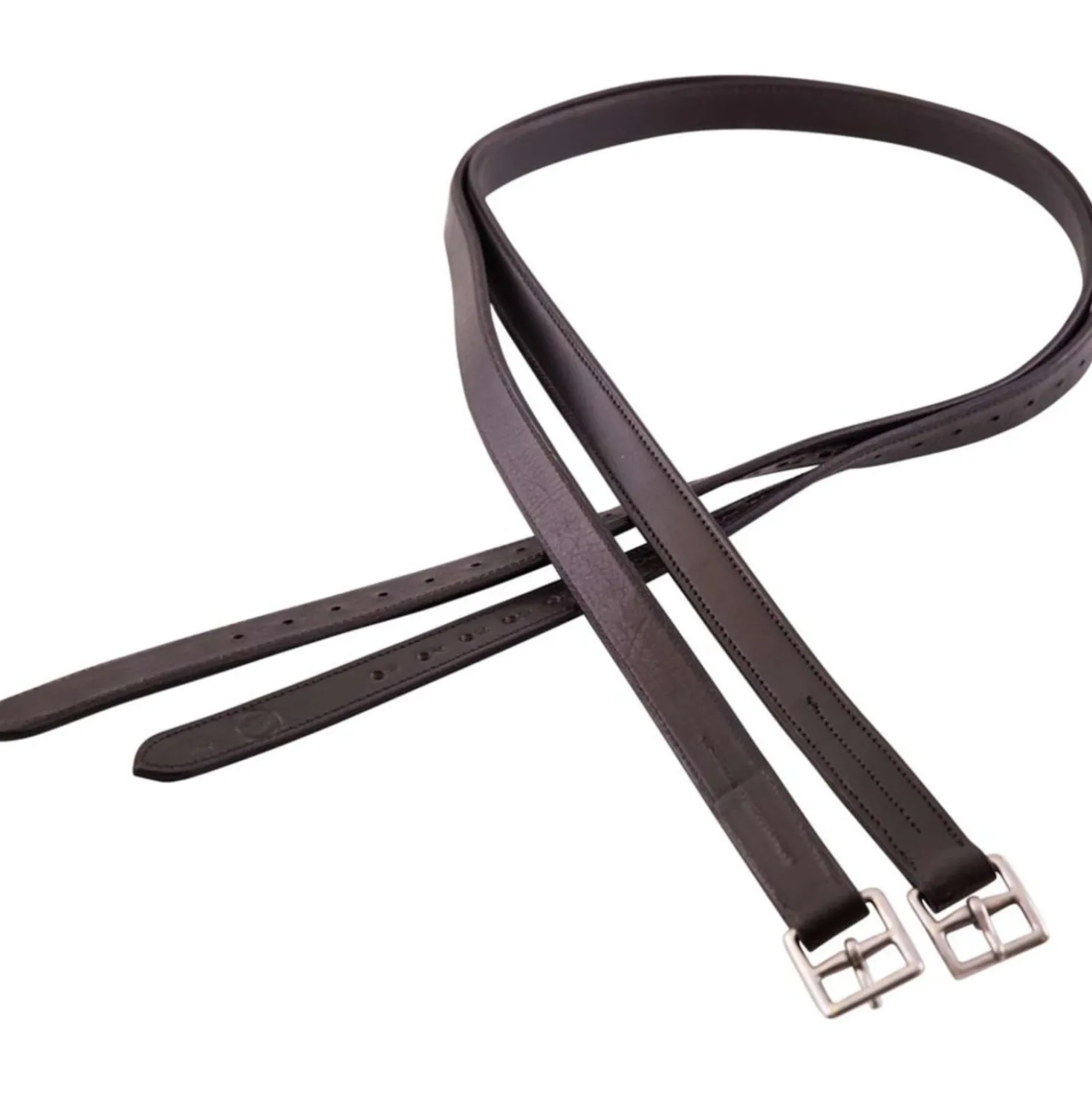 BR Stijgbeugelriemen Leer Nylon Soft RVS Gespen Zwart
