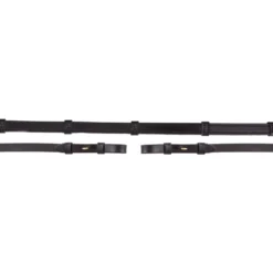 BR Teugel Dressuur Leer/Rubber Stops 16mm Zwart/Goud