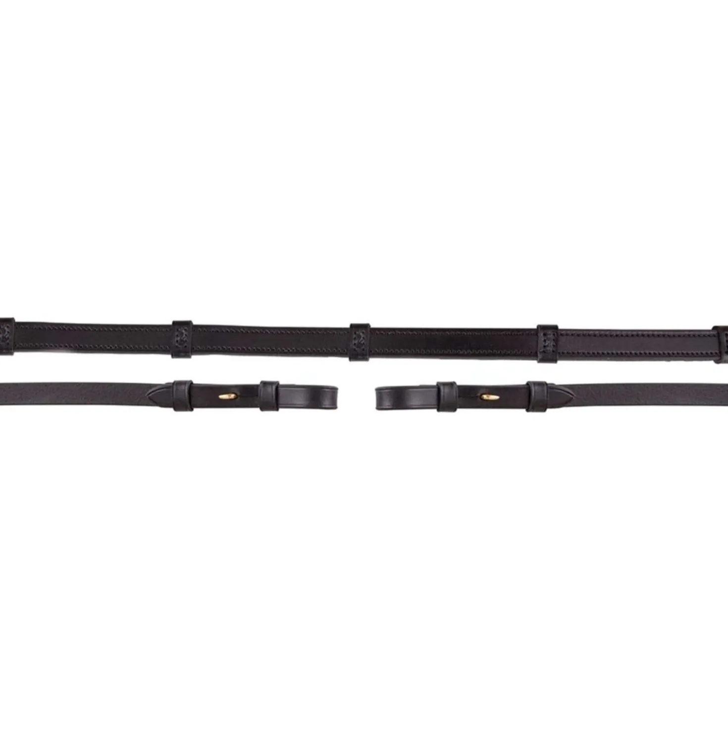 BR Teugel Dressuur Leer/Rubber Stops 16mm Zwart/Goud