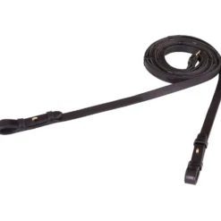 BR Teugel Dressuur Leer/Rubber Stops 16mm Zwart/Goud