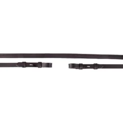 BR Teugel Dressuur Leer/rubber 16mm Blind Zwart/Zilver