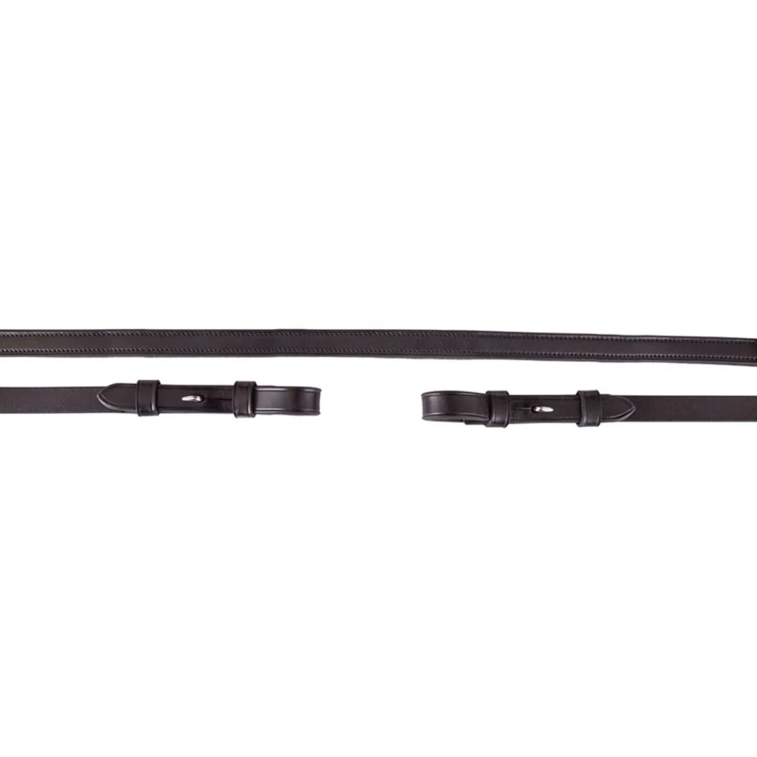 BR Teugel Dressuur Leer/rubber 16mm Blind Zwart/Zilver