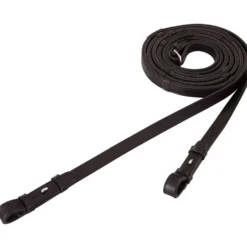BR Teugel Dressuur Leer/Rubber Stops 16mm Zwart