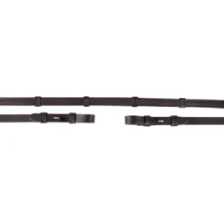 BR Teugel Dressuur Leer/Rubber Stops 16mm Zwart