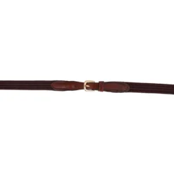 BR Teugel Linnen 19mm Blind/ronde Gesp Tobacco/Goud