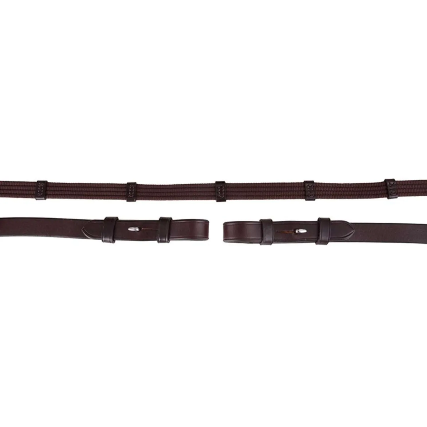 BR Teugel Linnen 19mm Blind/ronde Gesp Bruin/Zilver