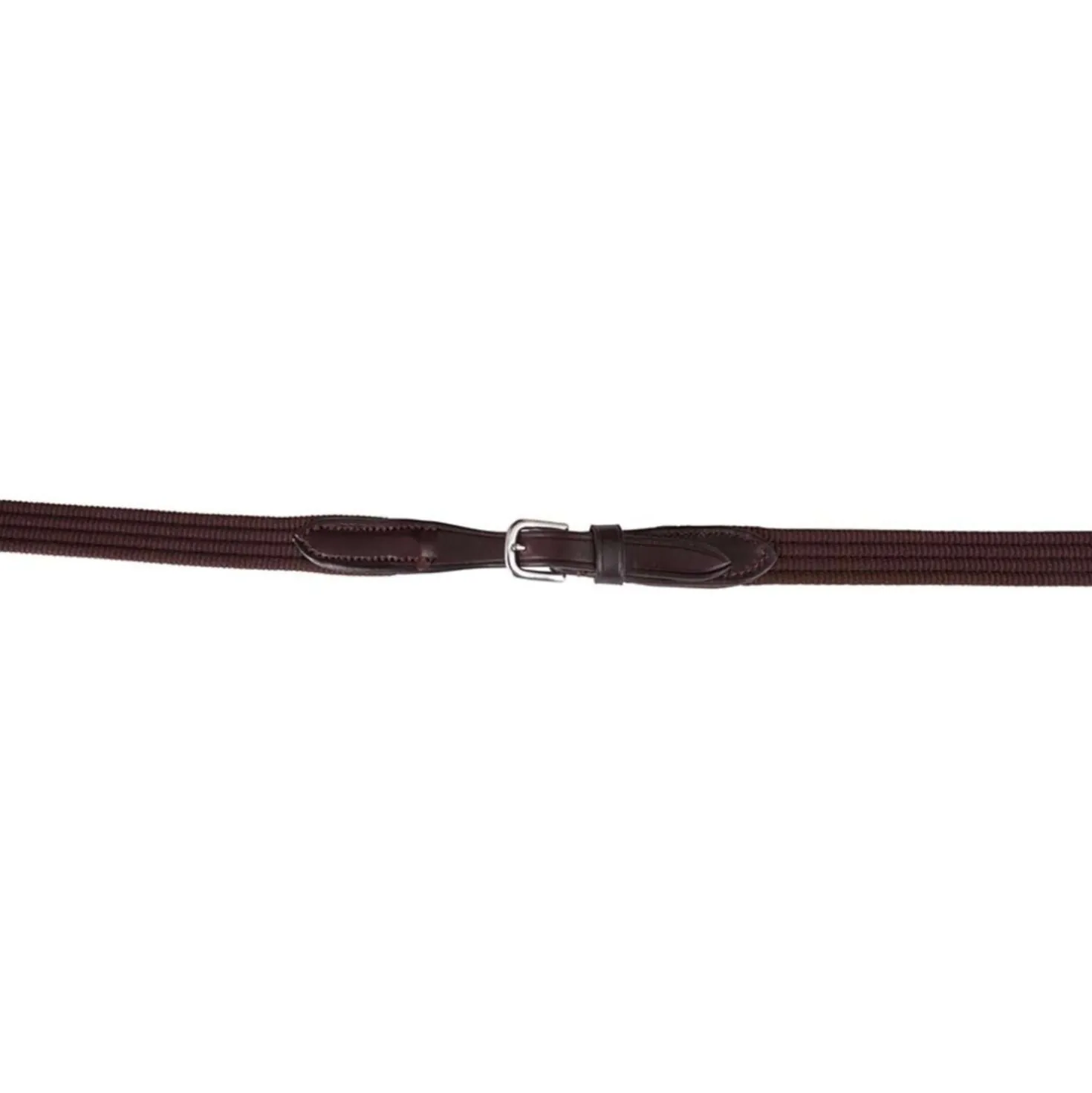 BR Teugel Linnen 19mm Blind/ronde Gesp Bruin/Zilver