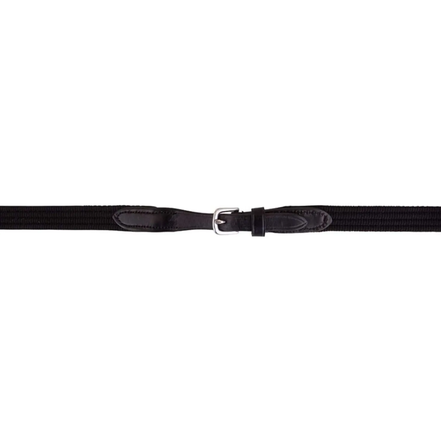 BR Teugel Linnen 19mm Blind/ronde Gesp Zwart/Zilver
