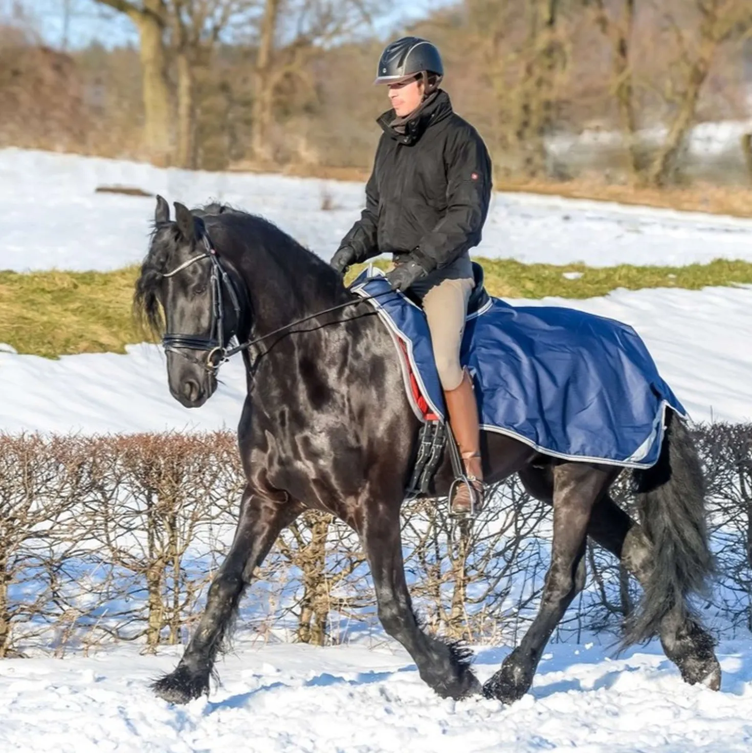 Bucas Riding Rug Navy/Silver