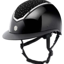 Charles Owen Cap Kylo Crystal Wide Peak Black Gloss/Chrome