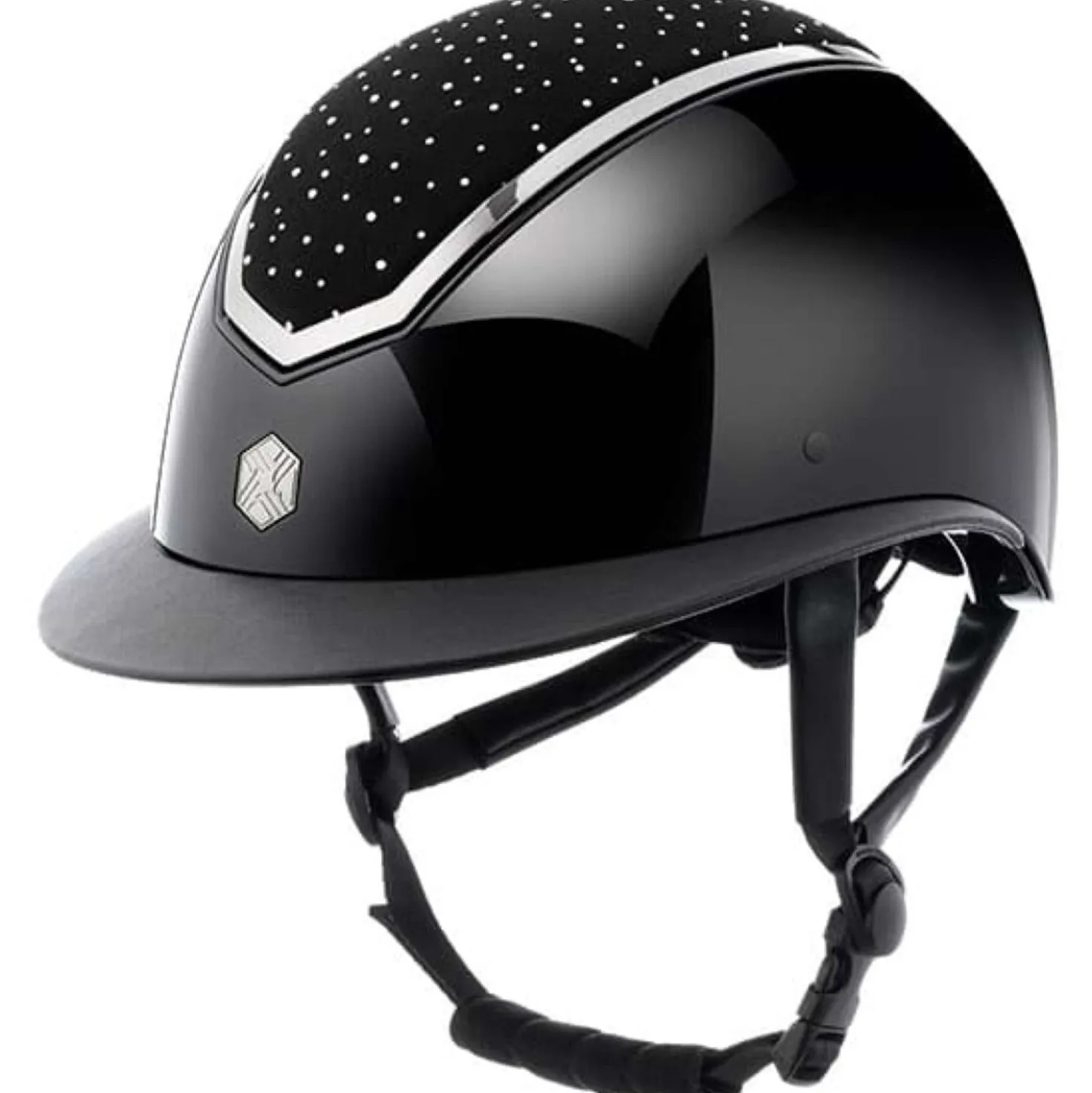 Charles Owen Cap Kylo Crystal Wide Peak Black Gloss/Chrome
